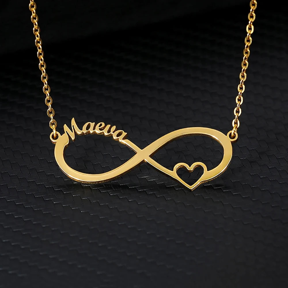 Custom Double Heart Infinity Necklace