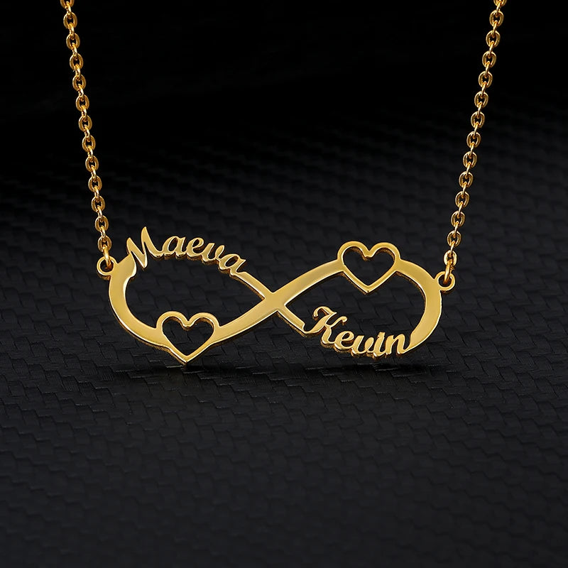 Custom Double Heart Infinity Necklace