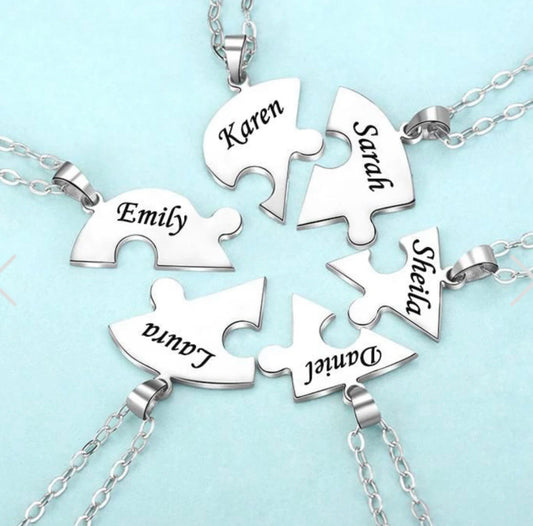 Custom Engraved Puzzle Heart Necklace