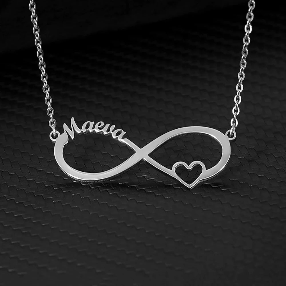 Custom Double Heart Infinity Necklace