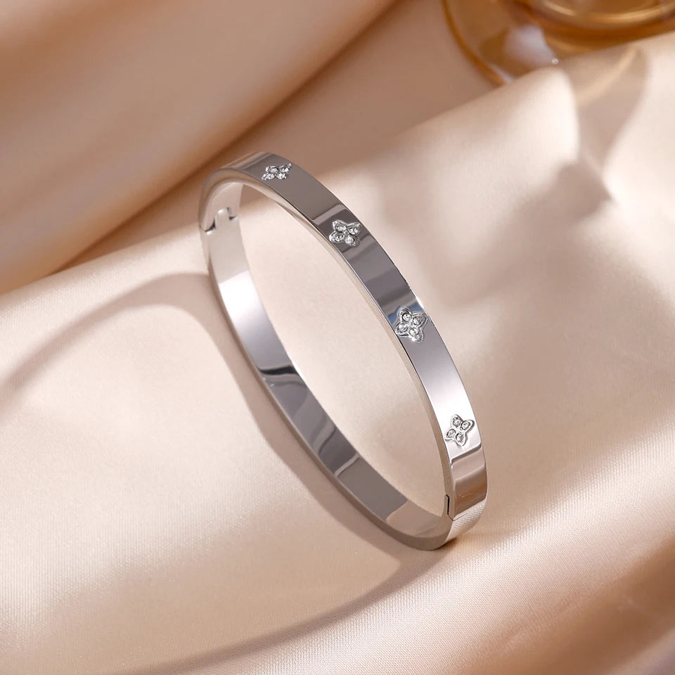 Zirconia Inlaid Stackable Bracelets