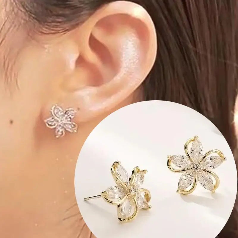 925 Silver Crystal Heart Drop Earrings