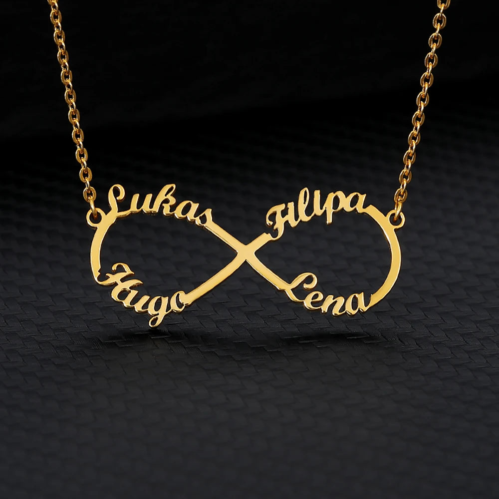 Custom Double Heart Infinity Necklace