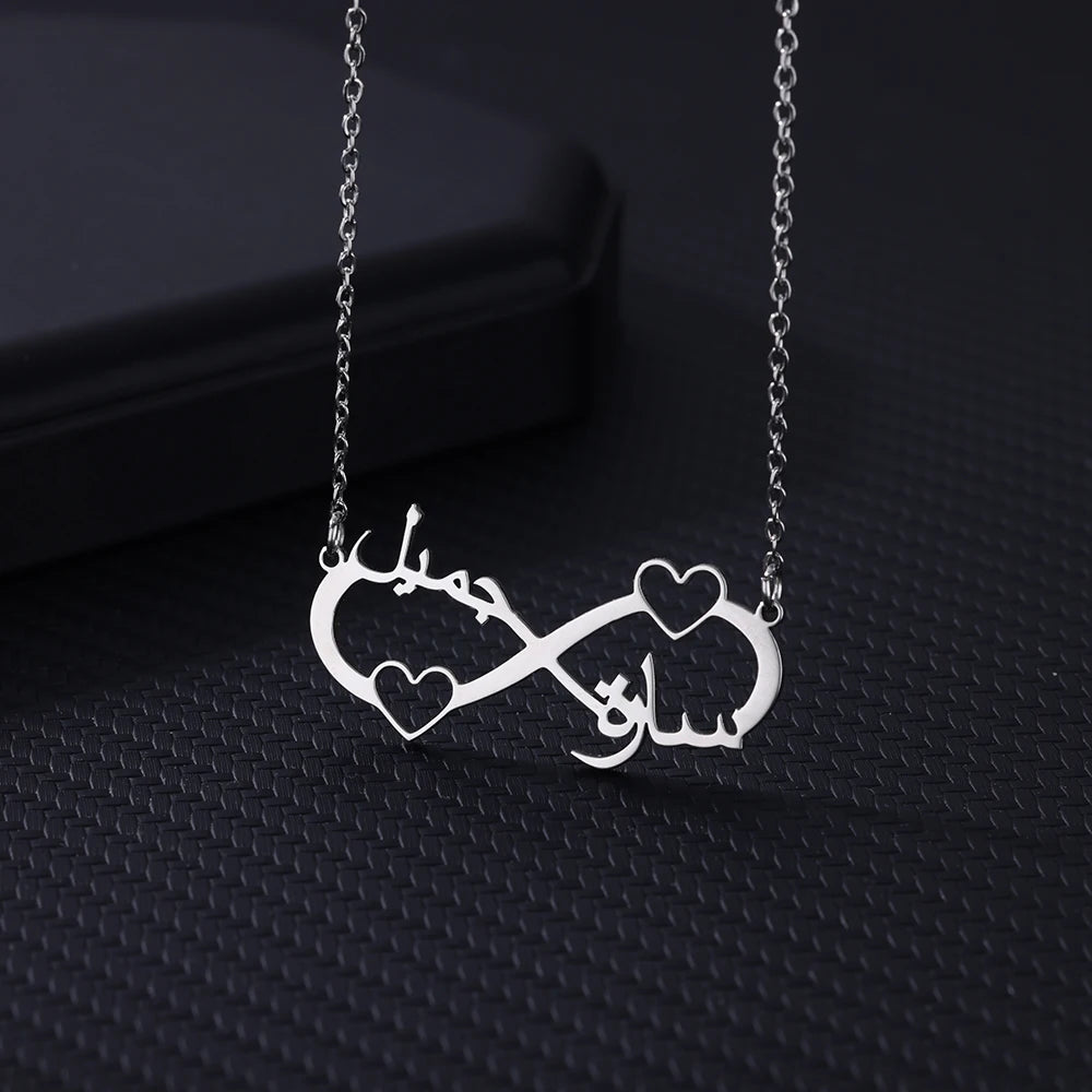 Custom Double Heart Infinity Necklace