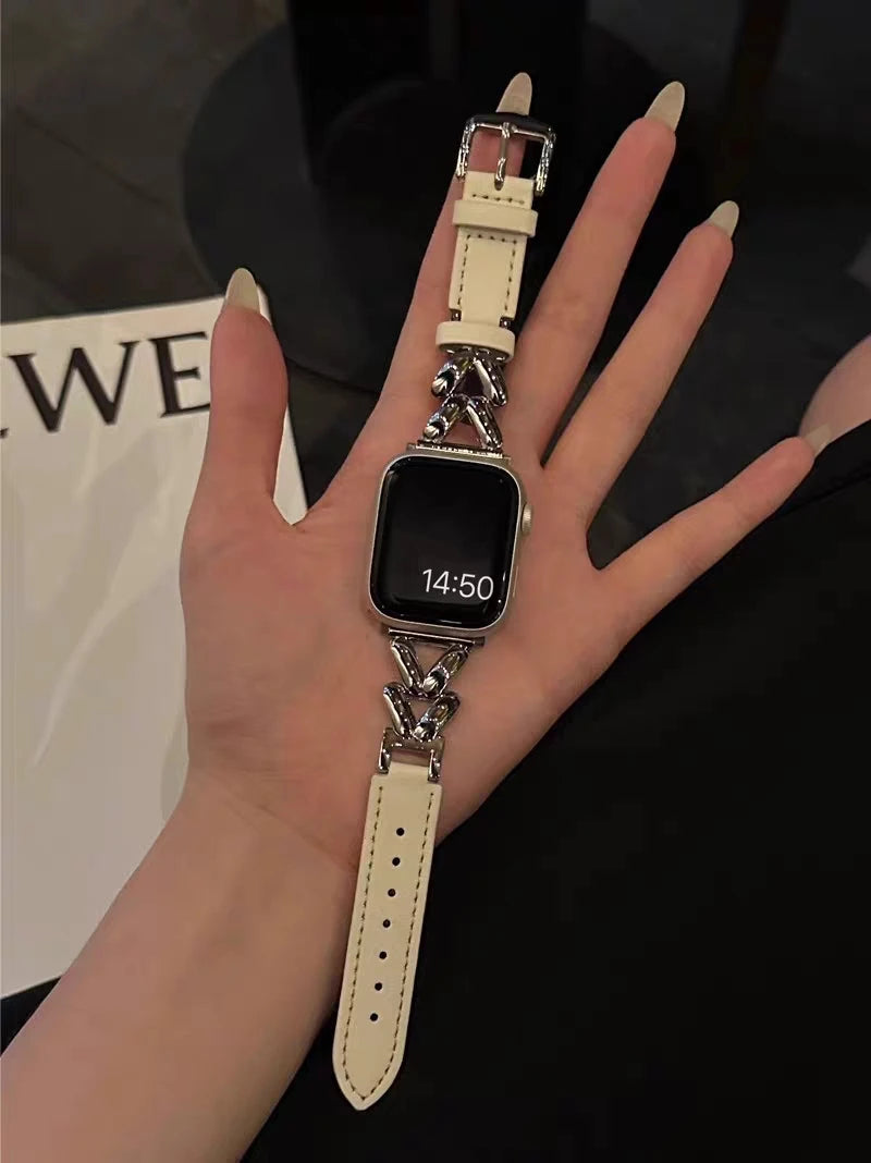 Sleek Metal & Leather Apple Watch Band