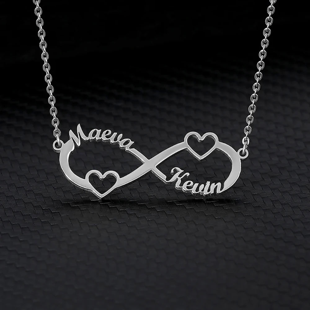 Custom Double Heart Infinity Necklace