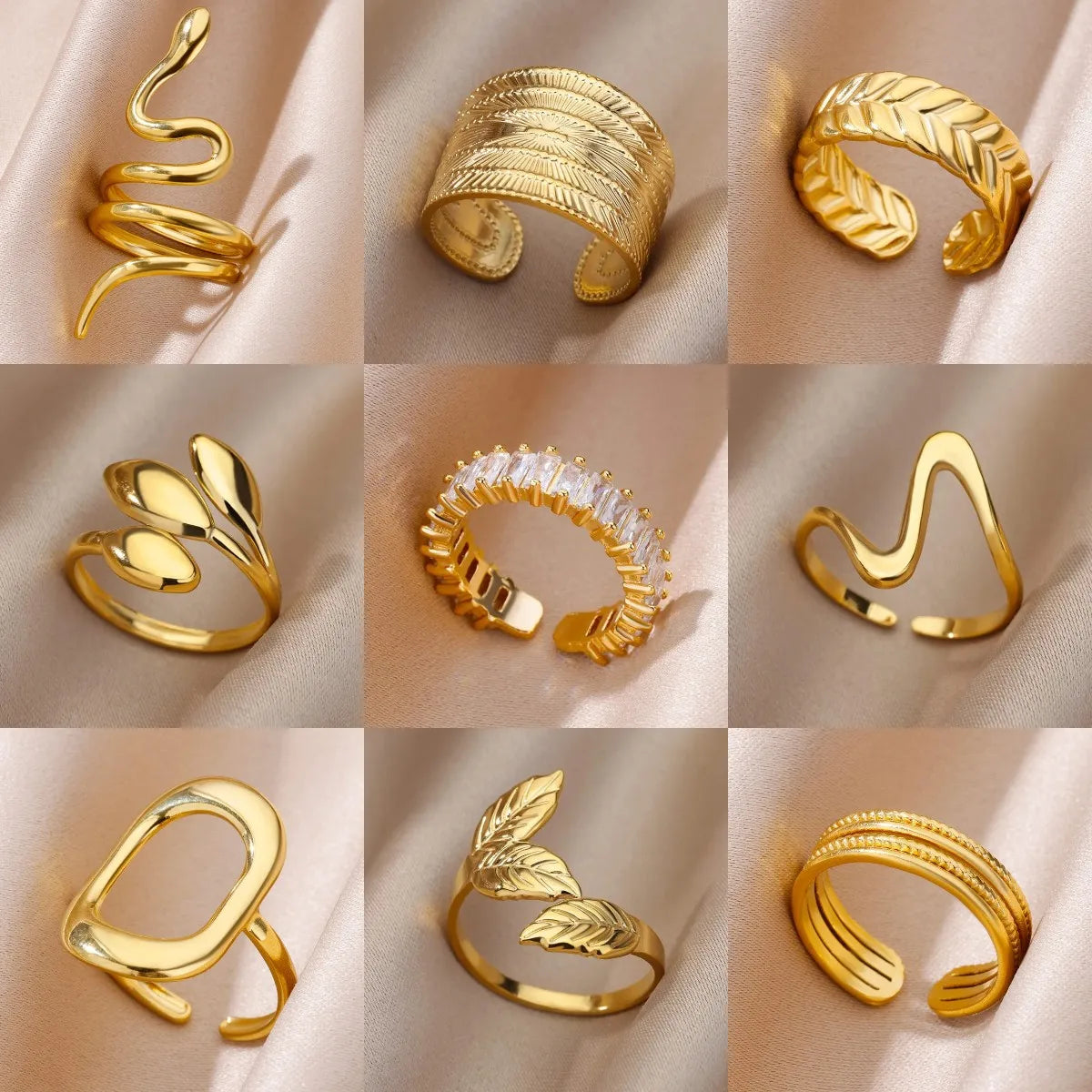 316L Gold Tone Statement Rings