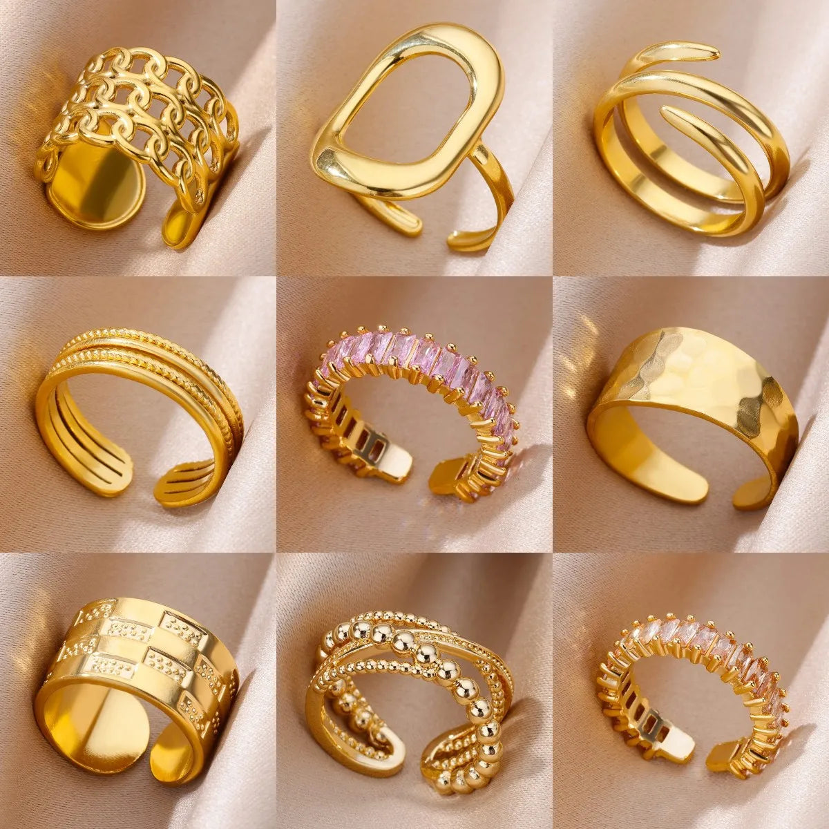 316L Gold Tone Statement Rings