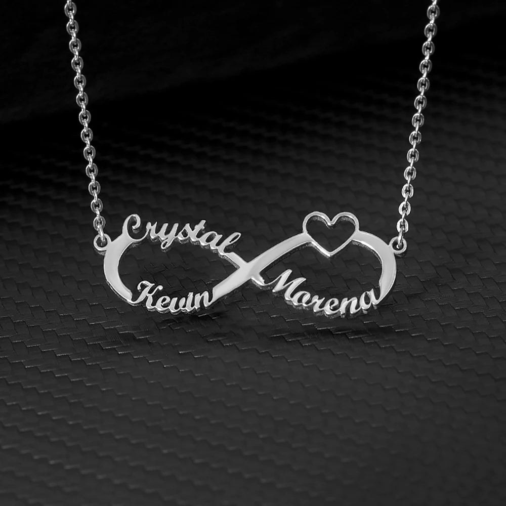 Custom Double Heart Infinity Necklace