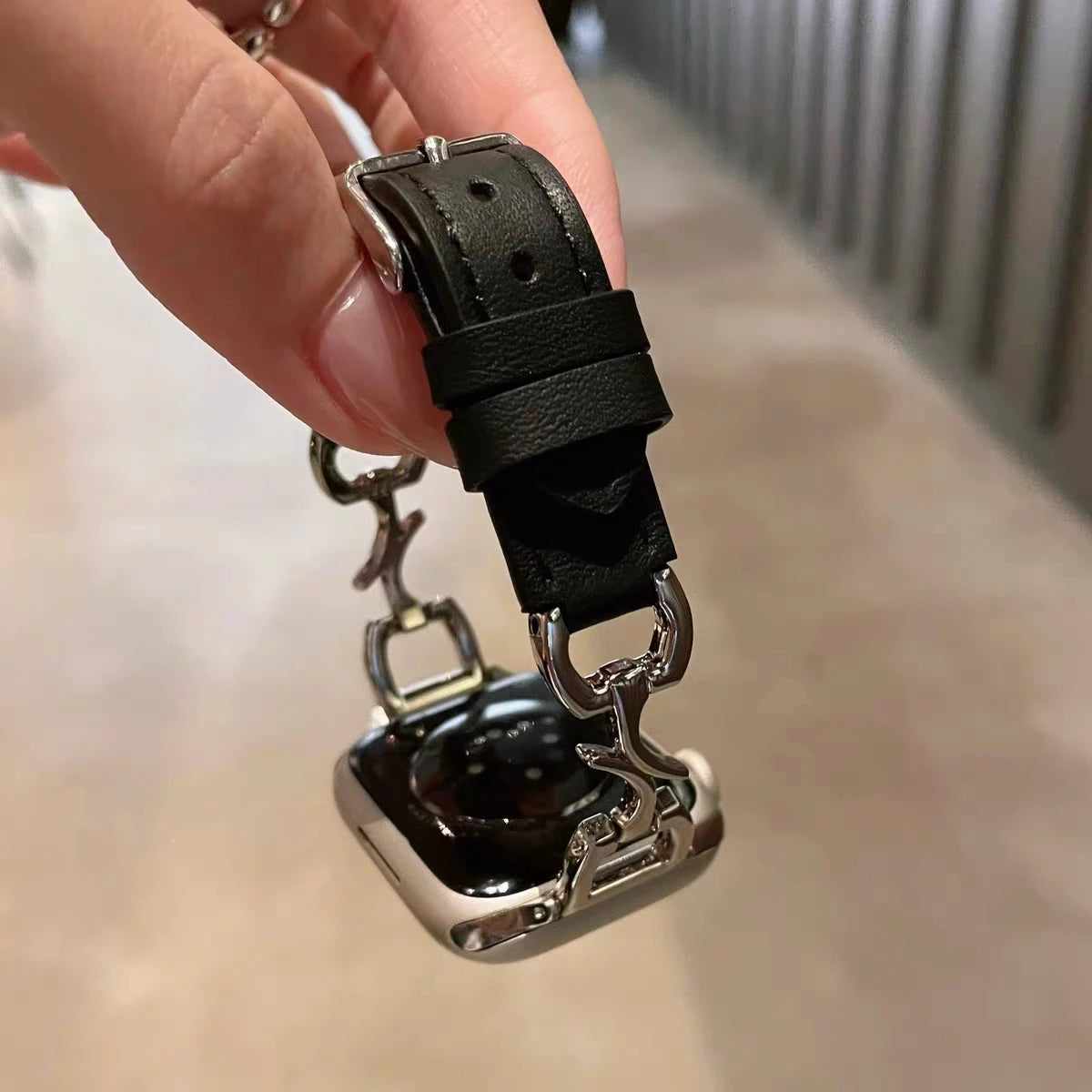 Sleek Metal & Leather Apple Watch Band