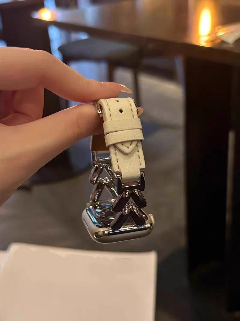 Sleek Metal & Leather Apple Watch Band