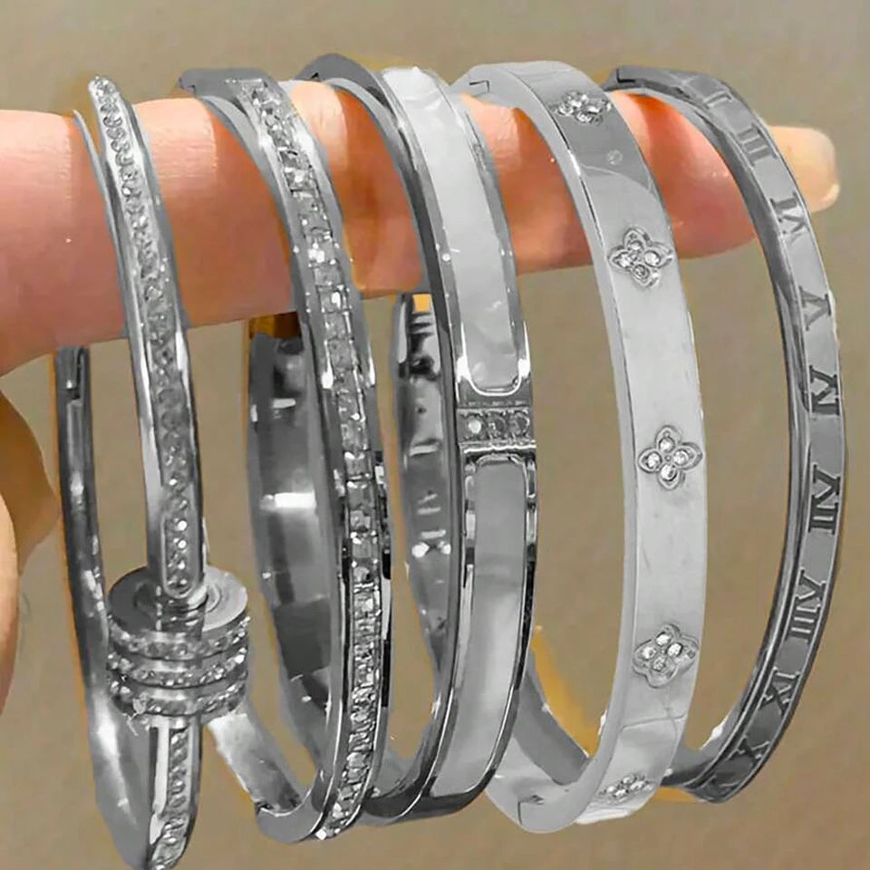 Zirconia Inlaid Stackable Bracelets