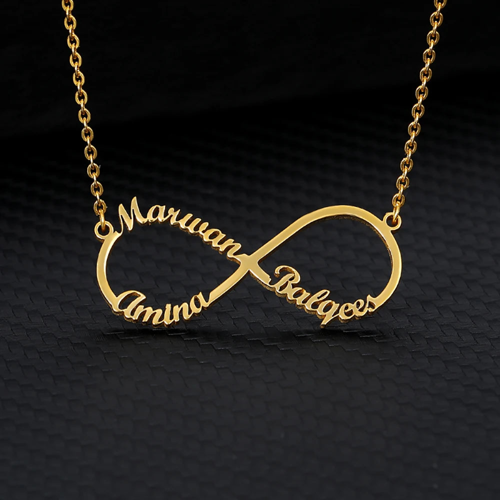 Custom Double Heart Infinity Necklace
