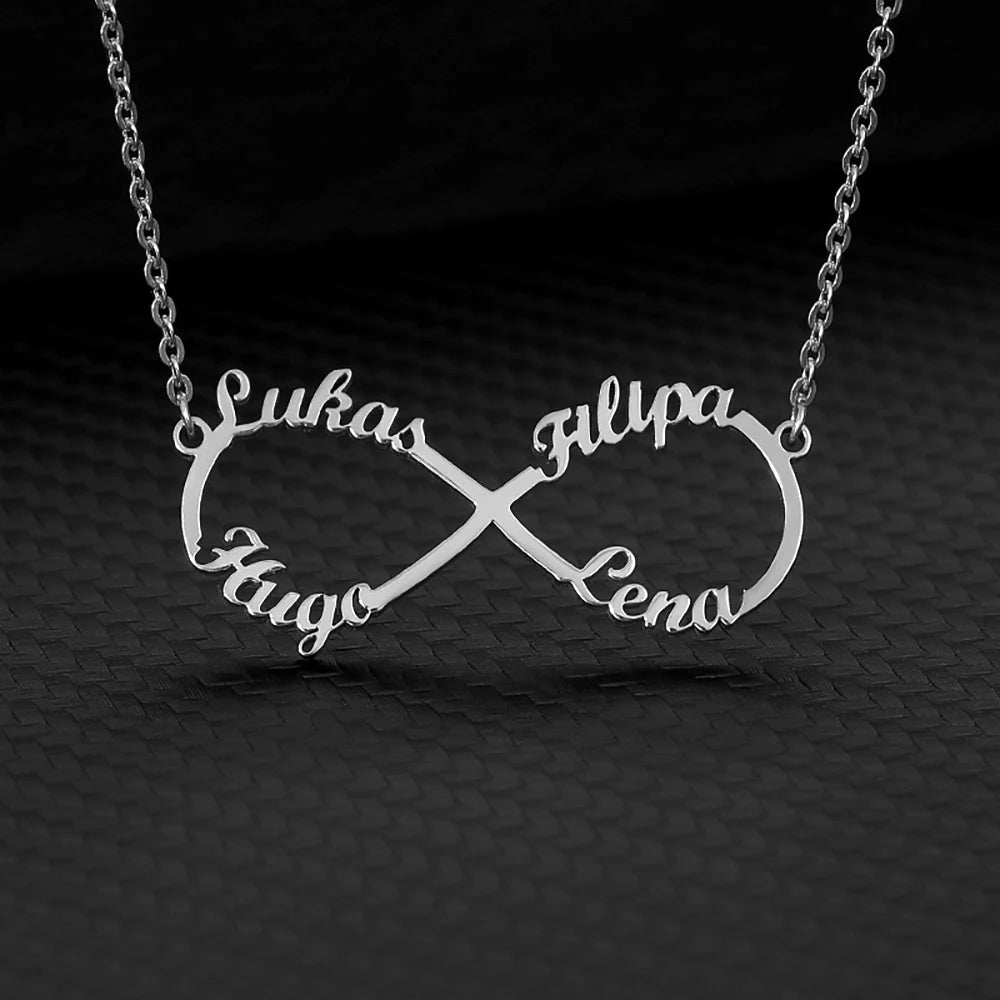 Custom Double Heart Infinity Necklace