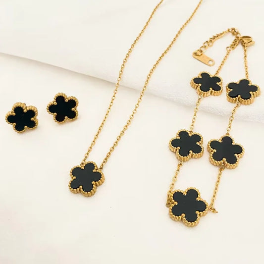 Five-Leaf Flower Jewelry Set