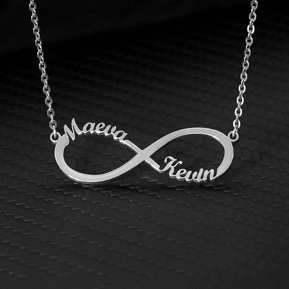 Custom Double Heart Infinity Necklace