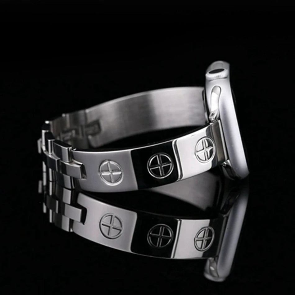 Nail Cut Zircon Metal Watch Strap