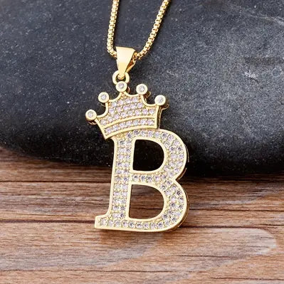 Luxury Zirconia Initial Crown Necklace